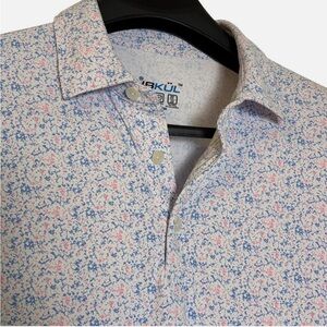 IBKUL Polo Shirt Men's Size XL UPF 50 All over Print Long Sleeve Golf Classic